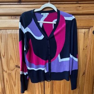 Chico's Sweater Button Up Cardigan Must Color V-Neck Cotton Blend Women's Medium